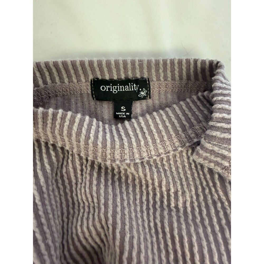Originality Ribbed Cropped Long Sleeve Top Small Lavender Stretch Basic - Picture 5 of 6